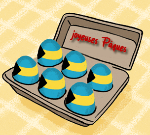 Gif animé joyeuses Pâques boites d'oeufs